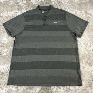 NIKE Golf Blade Collar Polo Mens XXL Snap Henley Mesh Breathable Shirt Tiger TW